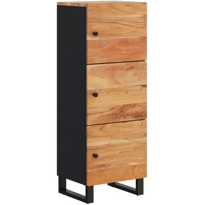 vidaXL Highboard mit 3 Türen 40x33x110 cm Massivholz Akazie & Eisen - Wohnzimmer Sideboard vidaXL Highboard mit 3 Türen 40x33x110 cm Massivholz Akazie & Eisen - Wohnzimmer Sideboard