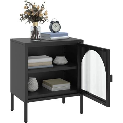 vidaXL Nachttisch Nachtschrank Seitenschrank Schwarz Glas und Stahl vidaXL Nachttisch Nachtschrank Seitenschrank Schwarz Glas und Stahl