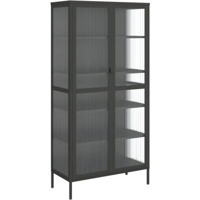 vidaXL Highboard Schwarz 85x40x180 cm Glas und Stahl - Sideboard vidaXL Highboard Schwarz 85x40x180 cm Glas und Stahl - Sideboard