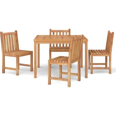 vidaXL Ulkokalustesarja - Teak, Ruskea, 4 Tuolia & 1 Pöytä vidaXL Ulkokalustesarja - Teak, Ruskea, 4 Tuolia & 1 Pöytä