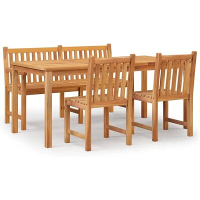 vidaXL Gartenmöbel-Set - Massives Teakholz mit Tisch, Bank, Stühlen vidaXL Gartenmöbel-Set - Massives Teakholz mit Tisch, Bank, Stühlen