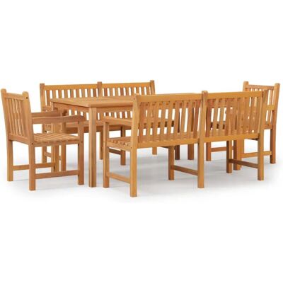VidaXL Gartentisch-Set - Teak, Braun - 6 Sitze VidaXL Gartentisch-Set - Teak, Braun - 6 Sitze