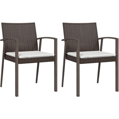 Maisonchic - Krzesła ogrodowe brązowe 2 szt poduszki Polyrattan Maisonchic - Krzesła ogrodowe brązowe 2 szt poduszki Polyrattan