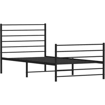vidaXL Metal Bed Frame with Headboard - Black - 75x190 cm - Bed Type vidaXL Metal Bed Frame with Headboard - Black - 75x190 cm - Bed Type
