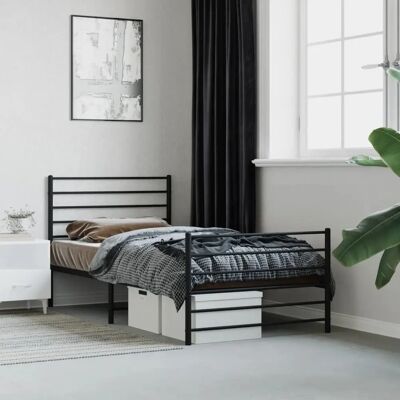 vidaXL Metal Bed Frame with Head & Footboard - 90x200cm - Black vidaXL Metal Bed Frame with Head & Footboard - 90x200cm - Black