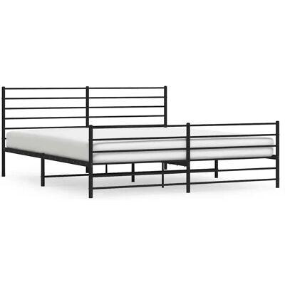 vidaXL Metallbett mit Kopfteil - 183x213 cm - Schwarz - Bettart vidaXL Metallbett mit Kopfteil - 183x213 cm - Schwarz - Bettart