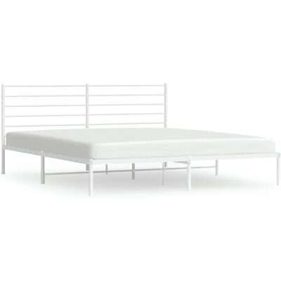 vidaXL Bettrahmen - Metallbett ohne Matratze Weiß 180x200cm vidaXL Bettrahmen - Metallbett ohne Matratze Weiß 180x200cm
