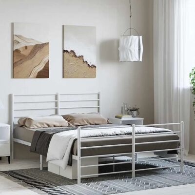 vidaXL Metallbettgestell mit Kopfteil - Bettgestell für 135x190 cm Matratze vidaXL Metallbettgestell mit Kopfteil - Bettgestell für 135x190 cm Matratze