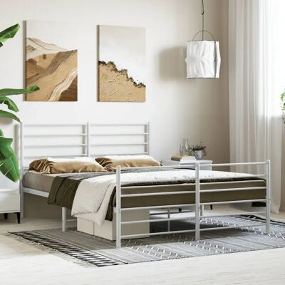 vidaXL metalen bedframe met hoofdbord - Type: Metalen frame, Maat: 160x200cm, Kleur: Wit vidaXL metalen bedframe met hoofdbord - Type: Metalen frame, Maat: 160x200cm, Kleur: Wit