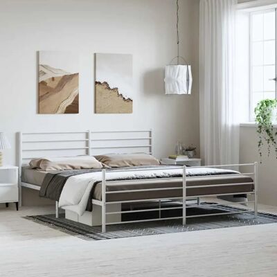 vidaXL Metallbettgestell mit Kopf- und Fußteil - Bettart: Bettgestell, Farbe: Weiß, Größe: 183x213 cm, Modell: 183x213 cm vidaXL Metallbettgestell mit Kopf- und Fußteil - Bettart: Bettgestell, Farbe: Weiß, Größe: 183x213 cm, Modell: 183x213 cm