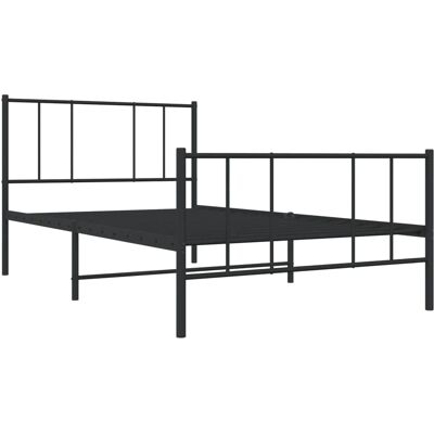 vidaXL Metallbett mit Kopf- und Fußteil - Schwarz - 90x190 cm vidaXL Metallbett mit Kopf- und Fußteil - Schwarz - 90x190 cm