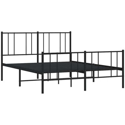 vidaXL Metallbett mit Kopfteil - 135x190 cm, Schwarz, Doppel vidaXL Metallbett mit Kopfteil - 135x190 cm, Schwarz, Doppel
