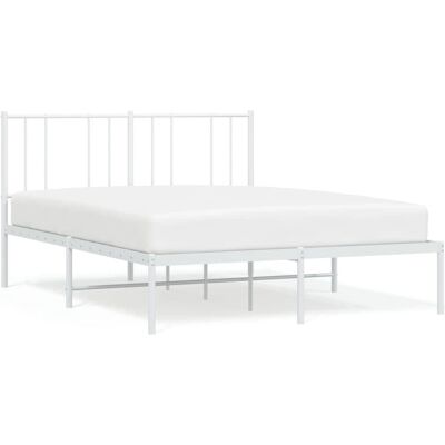 vidaXL 352527 Wit metalen bedframe met hoofdbord - Bedframe vidaXL 352527 Wit metalen bedframe met hoofdbord - Bedframe