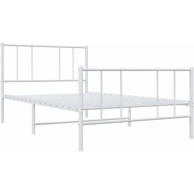 vidaXL Metal Bed Frame with Headboard Footboard 75x190cm - Bed Frame vidaXL Metal Bed Frame with Headboard Footboard 75x190cm - Bed Frame