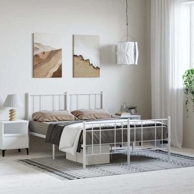 vidaXL Metallbettgestell - 150x200 cm - Weiß - Bettgestell mit Kopf- und Fußteil vidaXL Metallbettgestell - 150x200 cm - Weiß - Bettgestell mit Kopf- und Fußteil