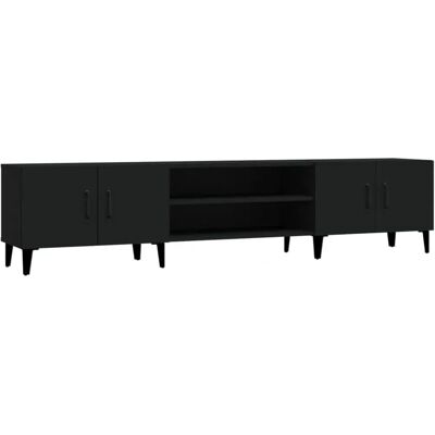 vidaXL Zwart Engineered Hout TV Kast - TV Standaard met Opbergruimte vidaXL Zwart Engineered Hout TV Kast - TV Standaard met Opbergruimte