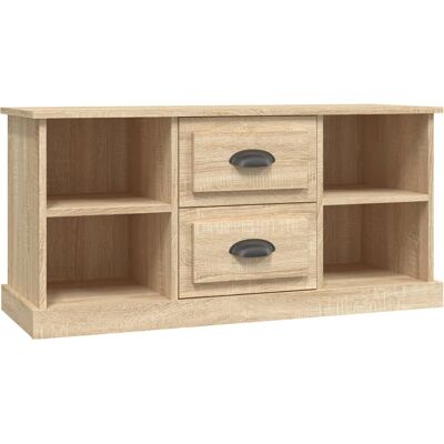Meuble TV Chêne Sonoma - Support et Rangement Media - 99,5x35,5x48 cm - Publicité Meuble TV Chêne Sonoma - Support et Rangement Media - 99,5x35,5x48 cm - Publicité