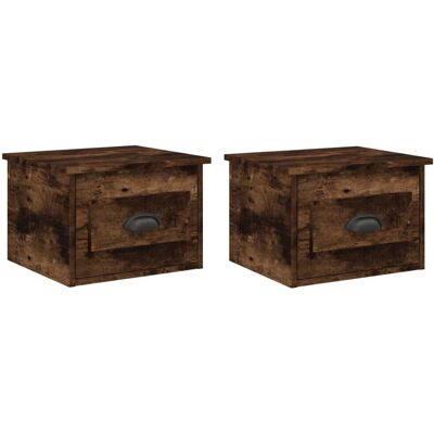 vidaXL 816387 Nachttisch - Rauch Eiche - Wandmontierter Nachttisch vidaXL 816387 Nachttisch - Rauch Eiche - Wandmontierter Nachttisch