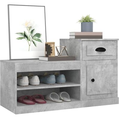 Meuble à chaussures gris béton vidaXL 100x42x60 cm - Rangement chaussures - Publicité Meuble à chaussures gris béton vidaXL 100x42x60 cm - Rangement chaussures - Publicité