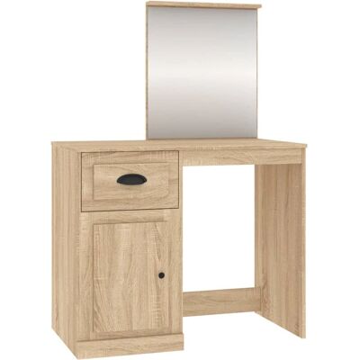 vidaXL Sonoma Eiche Schminktisch - Spiegel, Stauraum, Elegant vidaXL Sonoma Eiche Schminktisch - Spiegel, Stauraum, Elegant