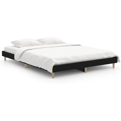 vidaXL Schwarzes 140x190cm Bettgestell - Holzplattformbett vidaXL Schwarzes 140x190cm Bettgestell - Holzplattformbett