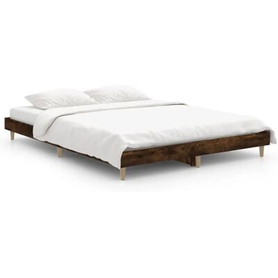 vidaXL Bed Frame Rooke Eik - Ondersteuning van constructiehout - Bedframe voor 135x190 cm matras vidaXL Bed Frame Rooke Eik - Ondersteuning van constructiehout - Bedframe voor 135x190 cm matras