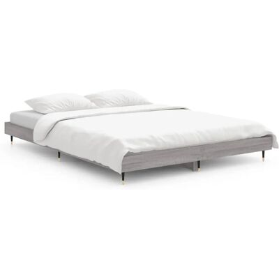vidaXL 832187 Graues Sonoma Bettgestell - Haltbares Engineered Holz, Metallstützfuß vidaXL 832187 Graues Sonoma Bettgestell - Haltbares Engineered Holz, Metallstützfuß
