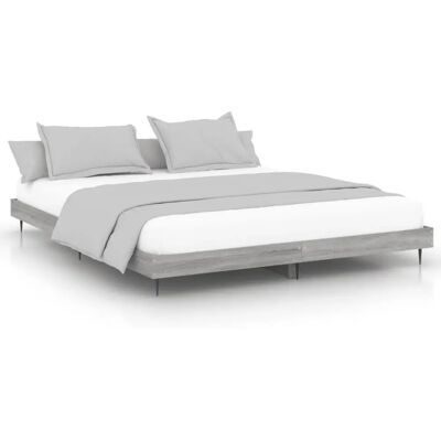 vidaXL Bettrahmen Grau Sonoma - Bettrahmen mit Metallfüßen für 160x200 cm Matratze vidaXL Bettrahmen Grau Sonoma - Bettrahmen mit Metallfüßen für 160x200 cm Matratze