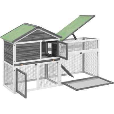 vidaXL - Rabbit Hutch - Szary - Sosna - Rabbit Hutch vidaXL - Rabbit Hutch - Szary - Sosna - Rabbit Hutch