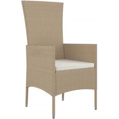 vidaXL Garten Esstisch-Set - Beige, 5-tlg, Polyrattan, Mit Tisch & Stühlen vidaXL Garten Esstisch-Set - Beige, 5-tlg, Polyrattan, Mit Tisch & Stühlen