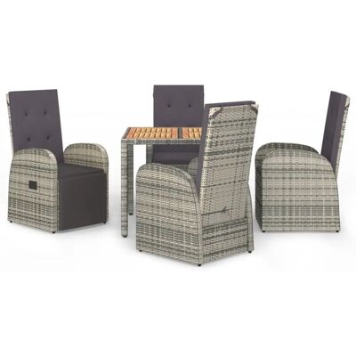 vidaXL 5-Tlg. Garten-Essgruppe Mit Kissen Grau - Wetterfestes Resin Rattan vidaXL 5-Tlg. Garten-Essgruppe Mit Kissen Grau - Wetterfestes Resin Rattan