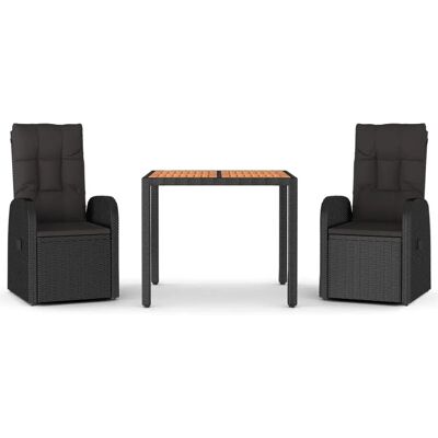 VidaXL Gartenmöbelset - Schwarz - Tisch & Stühle VidaXL Gartenmöbelset - Schwarz - Tisch & Stühle