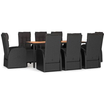 vidaXL Gartenmöbel-Set - Schwarz, 9-tlg., Modulares vidaXL Gartenmöbel-Set - Schwarz, 9-tlg., Modulares