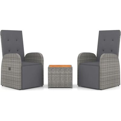 vidaXL Gartenset - Stabiles Wetterfestes Resin-Wicker, Verstellbare Stühle, 2 Kissen vidaXL Gartenset - Stabiles Wetterfestes Resin-Wicker, Verstellbare Stühle, 2 Kissen