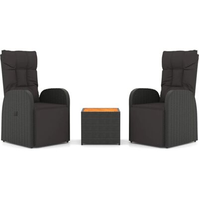VidaXL Gartenmöbel-Set - Stabiler Stahlrahmen - Klappstühle - Tisch aus gehärtetem Glas - Schwarz VidaXL Gartenmöbel-Set - Stabiler Stahlrahmen - Klappstühle - Tisch aus gehärtetem Glas - Schwarz