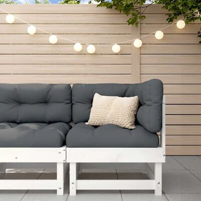vidaXL Weißes Kiefernecke-Sofa - Gartenmodul vidaXL Weißes Kiefernecke-Sofa - Gartenmodul