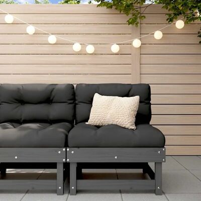vidaXL Mittleres Sofa mit Kissen Grau - Sofa vidaXL Mittleres Sofa mit Kissen Grau - Sofa