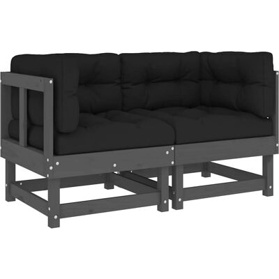 vidaXL Ecksofa Grau Massives Kiefernholz - Ecksectional mit Kissen vidaXL Ecksofa Grau Massives Kiefernholz - Ecksectional mit Kissen