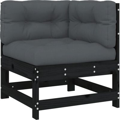 vidaXL Ecksofa im Freien mit Kissen - Schwarzes Massivkiefernholz vidaXL Ecksofa im Freien mit Kissen - Schwarzes Massivkiefernholz