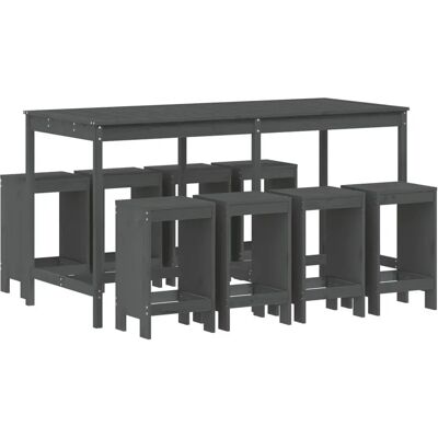 vidaXL Gartenmöbel-Set 9 Stück Grau Kiefer vidaXL Gartenmöbel-Set 9 Stück Grau Kiefer