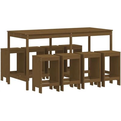 vidaXL 9-teiliges Gartentisch-Set Honigbraun - Outdoormöbel vidaXL 9-teiliges Gartentisch-Set Honigbraun - Outdoormöbel