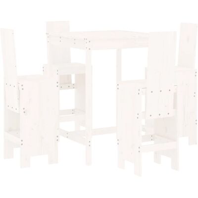 vidaXL Gartentisch- und Barhocker-Set - 5 Stück, Weiß vidaXL Gartentisch- und Barhocker-Set - 5 Stück, Weiß
