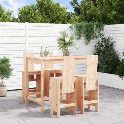 vidaXL Gartentisch- und Barhocker-Set aus massivem Kiefernholz - 5 Stück vidaXL Gartentisch- und Barhocker-Set aus massivem Kiefernholz - 5 Stück