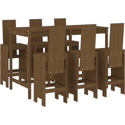vidaXL Honigbraune Kiefer Garten Bar Set - Außen Bar-Tisch & 7 Hocker vidaXL Honigbraune Kiefer Garten Bar Set - Außen Bar-Tisch & 7 Hocker