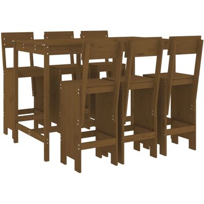 vidaXL 7-tlg. Gartentisch- und Hocker-Set Honigbraun Massivholz Kiefer vidaXL 7-tlg. Gartentisch- und Hocker-Set Honigbraun Massivholz Kiefer