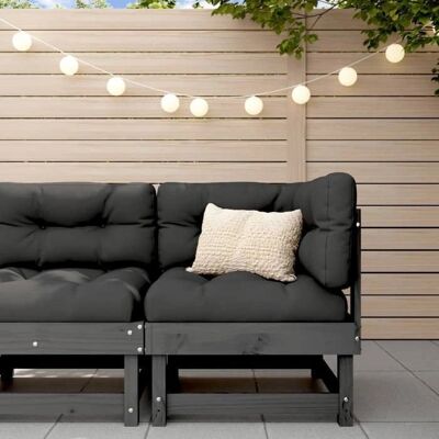 vidaXL Garten Ecksofa Grau Massives Kiefernholz - Ecksofa vidaXL Garten Ecksofa Grau Massives Kiefernholz - Ecksofa