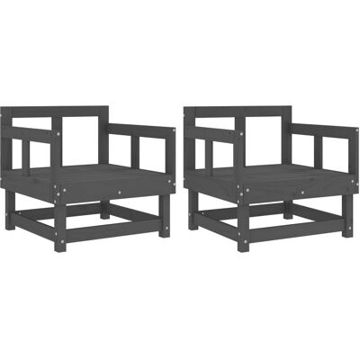 vidaXL Gartensessel Grau Massives Kiefernholz 2 Stück vidaXL Gartensessel Grau Massives Kiefernholz 2 Stück