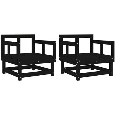 vidaXL Gartensessel 2er Set Schwarz Massives Kiefernholz vidaXL Gartensessel 2er Set Schwarz Massives Kiefernholz