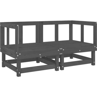 vidaXL Garten Mittelsofas 2 Stk Grau Massives Kiefernholz - Outdoormöbel vidaXL Garten Mittelsofas 2 Stk Grau Massives Kiefernholz - Outdoormöbel
