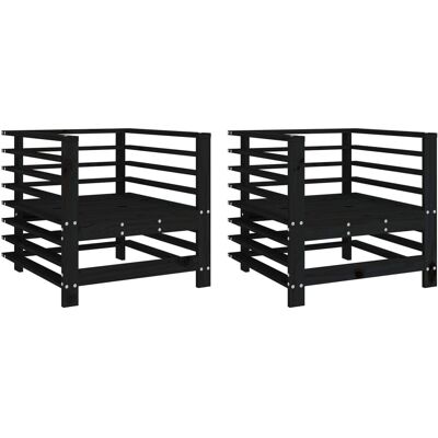 vidaXL Gartensessel 2 Stück Schwarz Massives Kiefernholz - Gartenstühle vidaXL Gartensessel 2 Stück Schwarz Massives Kiefernholz - Gartenstühle